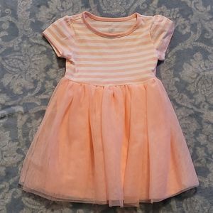 Pink dress with white stripes